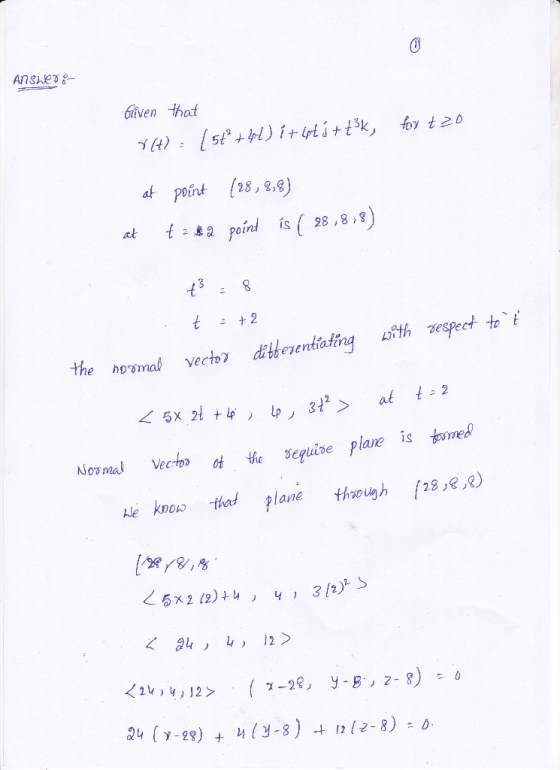 Anshe 6iven that foy t20 (28,8,8) at point 38,8,2) peínd is at 2 th espect to dterentiafing vectoy the hosmal 2 at 312> 2 5X