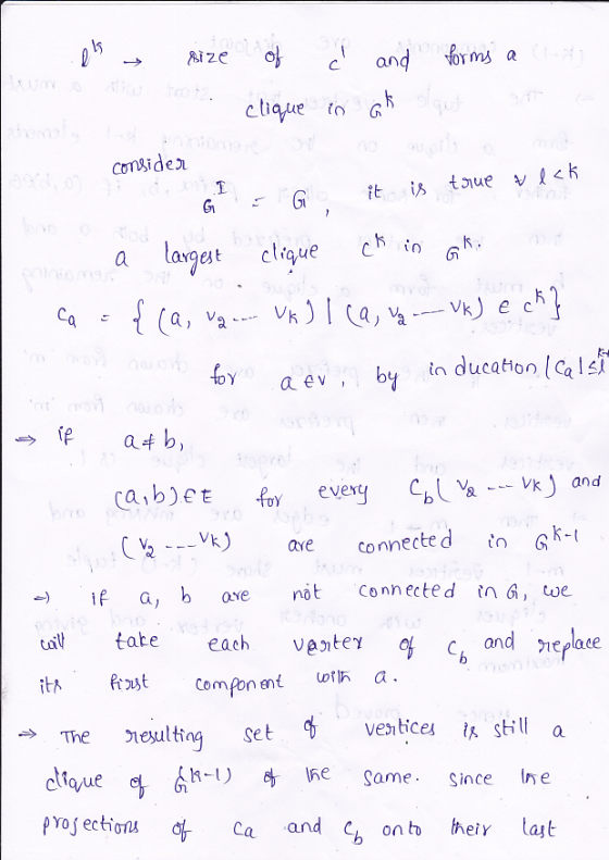 and orms iZe a clique Consider it is tue <k G lavgest cliue ctique V ca, k) e ch} {( Ca a, Va in ducation (Ca 1 s1 foy a ev b