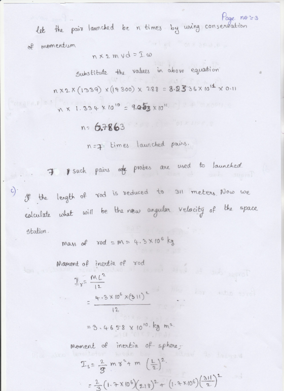 let the paǐซ launched be n times by using conserwatton of mementum Substibute. the volues in above equation : 6,7863 n구 times