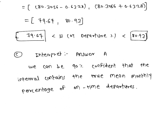 (80.356 =[ (80.3056 - o. 6323), 19.61 < u CoT Oepa rtune ) A Answer Confident that the can Le we mean monthy tue interal cont