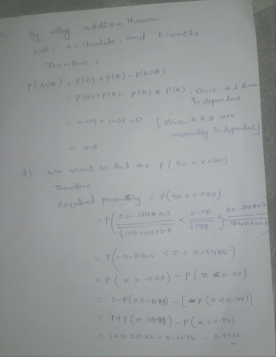By us The refore , , in depen dent snce, A&B are mubu us ant to find the P (50く<<60) Therefore р/.so-lgq*. 0,3 x-np.60- ey o.