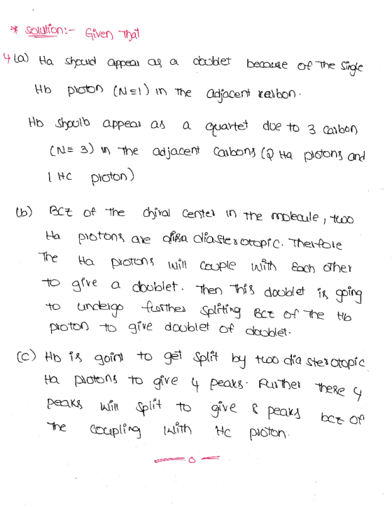 Solution : _ Gien-tat Hb Shalb appea, as a guartel doe to 3 Corlbon 1 HC photon the Ha potnw Caple cdhe otooto gtve doublet o