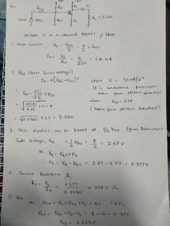 gv ナ Ans Ro Rql L 스 2.2k 2N 7000 in a n- chann MOxFET ar Vpp 2- 4 !.gl Mh 2.2K (kら K i conductane pmater taken fem 2N700o daa