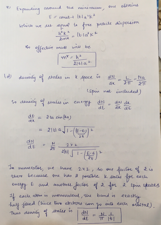 ) E ng aveund tue ninmum, on mx uspon nel wcluded) So atales un ene de = 2 ta cin (ka) N E 2- tuere because em hao & posabue