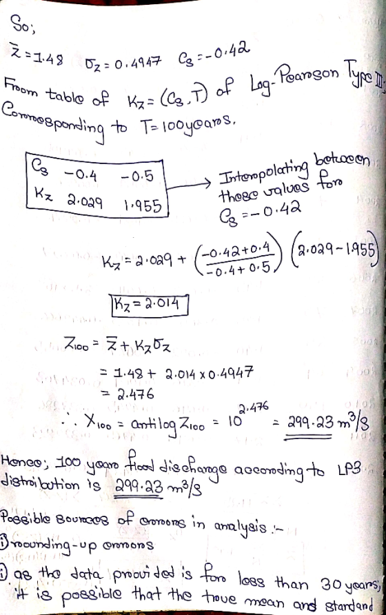 So, z= 0.4947 C :-0.4a Freom table of K (C of Log- eangon lype Corneponding to T looyoas, Erterapolating boka0n thoee ualuas