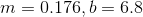 m= 0.176, b 6.8