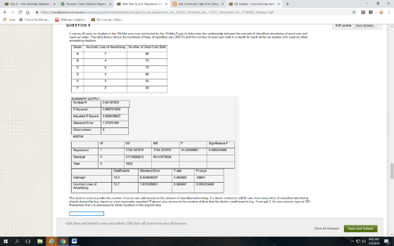 4 panaptoVideo Multiple egress X G Get Home o k Help with Cheg -Day 2 Intro Dusiness Statstes -Take Test Quiz 5 Regression 15