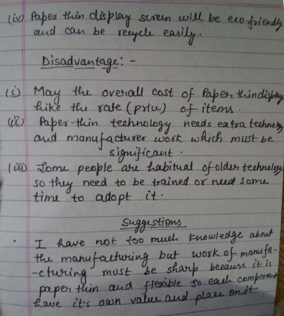 s thuin dlis surein wil be evo aid can be reycl eaily Disadvantage: o May thu oveiall cast of fape tindiy Paper thin technola