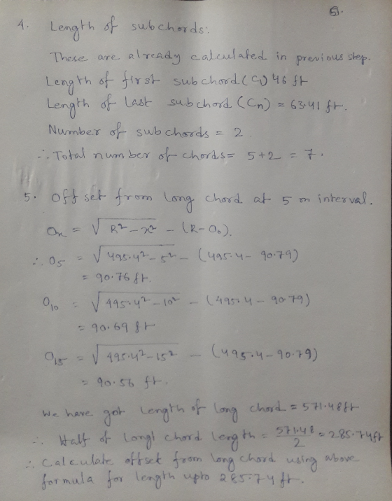 4. Length st sub chords These ore already caleulated in presi aus shep. n previous shep e.ou r s Sub Length of Last sub chord