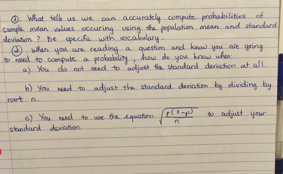 ④.-What tells-us we-accu Sampa. mean values occuri deviotisn? be sp 2 when yat are reading a question and knou yau are going