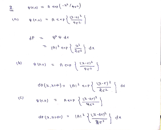 ( ) -x2 A exp (o (C) A exp (x.o) 2 * ¥ dx d P IA12 exp d x (b) (I-C)2 a.0) A exp 4-2 E-)2 dp (a,t \A2 ExP (C) (a-ar)2 A ex p
