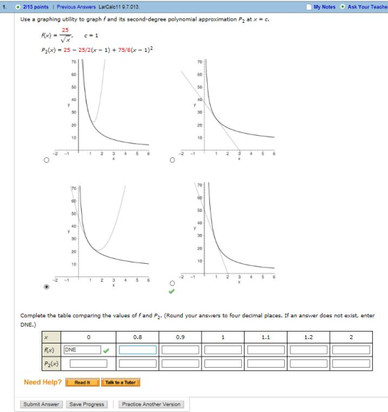 1. 2115 points Previous Answers LarCalc11 9.7.013. My Notes Ask Your Teache Use a graphing utility to graph fand its second-d