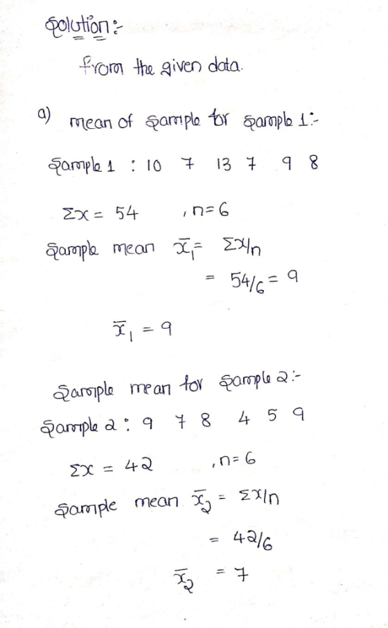 Or the given data a) 下1-9 2