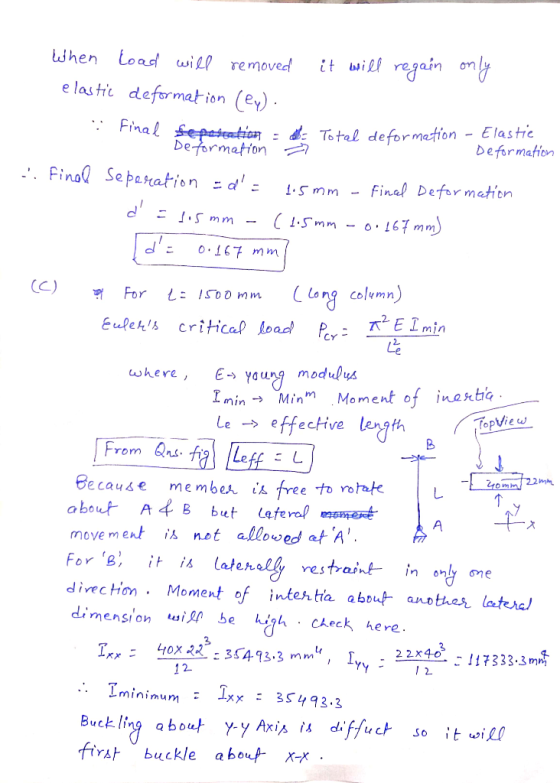 when Load wremovedt wilf regain e lasti deformation (ev) : Fina l Total defor metion Elastic Deformation De ormation For L: I