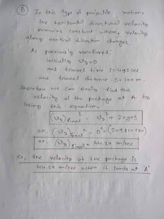 motion, In this type of projeile he hori 2onk dineaisnas velocito cons termt where, velocit ven ticnd dinectrom changes umaun