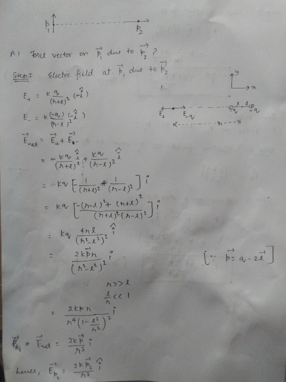 2 A.) onu vector on → duo, to h,? Shce Eluctic feld at , due to P +(htR) (n+4)2 (#1 ) う2 ka in