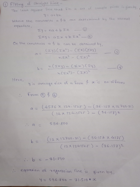 ① fitting-of Straight Line ihere the conslants a b ane desevminea by the norma equaho n Or the constants a& b can be obtaineo