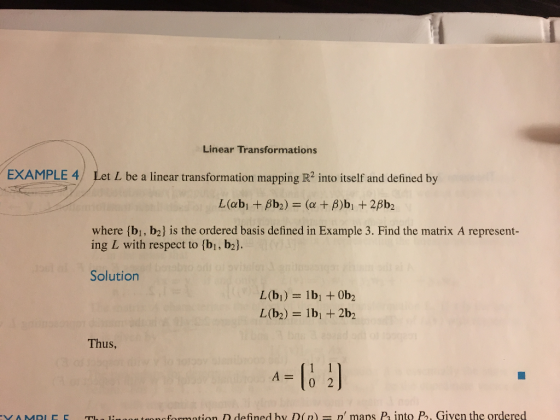 Linear Transformations EXAMPLE 4 Let L be a linear transformation mapping R? into itself and defined by where (bi, b2] is the