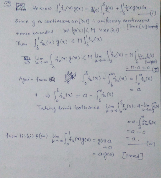 We know pa - s continuons on To,]uniformly contimuous Sinte Hemie bouded Then 1 DLim k () cM.O-O Again from (e) a (»)M S4 te(