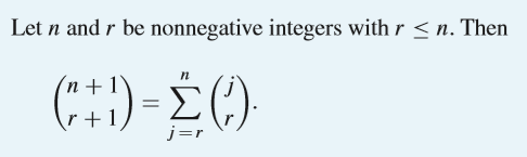 Let n and r be nonnegative integers with r < n. Then n+ 1 r+1