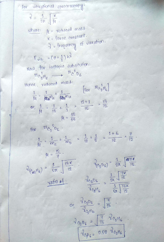 or viscational go trospy aharo: K foroe aonstant foquonoy of vibration Noo, for isotopia ubsituton 10 2 or 42 for 116 12 (2 1