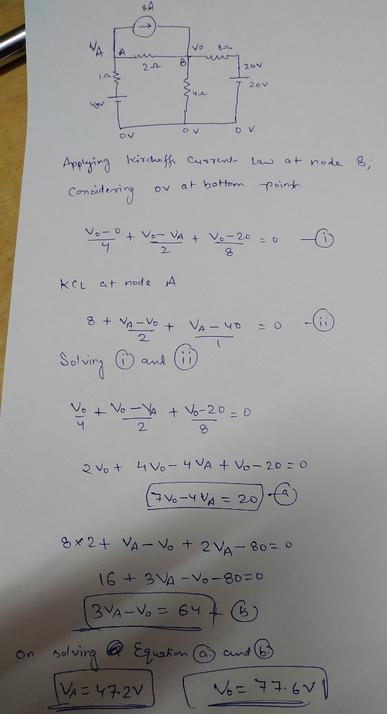 2n. i.n. 녀 ㄴ o V Combideing ov at bottomPoin kcL at node A 2. and t 2 80 o