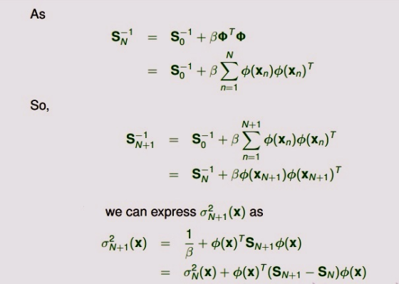 As SN 1 S + βΦΦ Ν S +βΣφχ) φ(χ,) 1 n-1 So, N+1 ΣφΧ)φ(xη) Τ. 1 S 1 N+1 Ss +β n-1 SN+ βφ(ΧN+1 ) φ (χn+1) , (x ) as we can expre