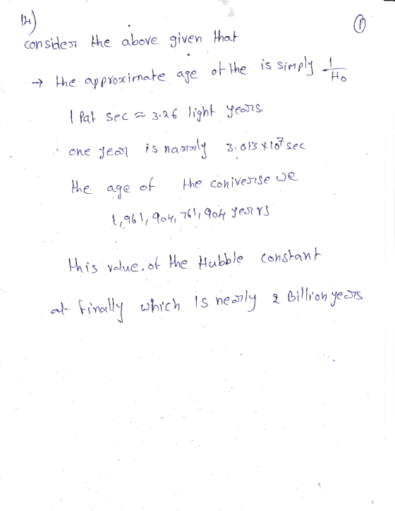 consides he above given hat the pproximste ate of lhe is sinpl the age of He cohivense ue his alue.of he Hubble constan