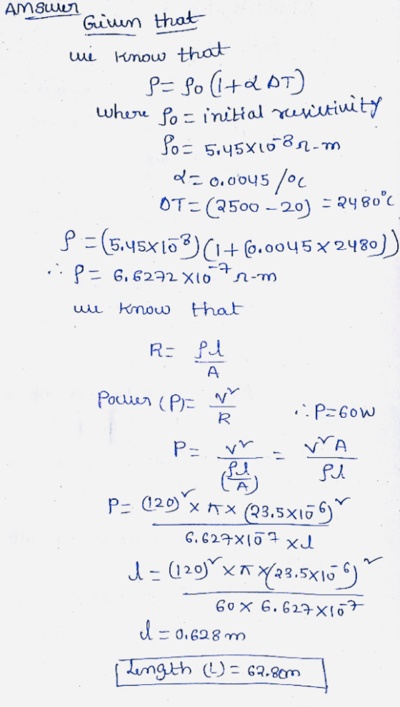 Guum that OT (2500-20) こ(5.45x 10% + (o.oo45×2480) 6,6232 Xio n-m wu Know that R: P PA 0.628 m
