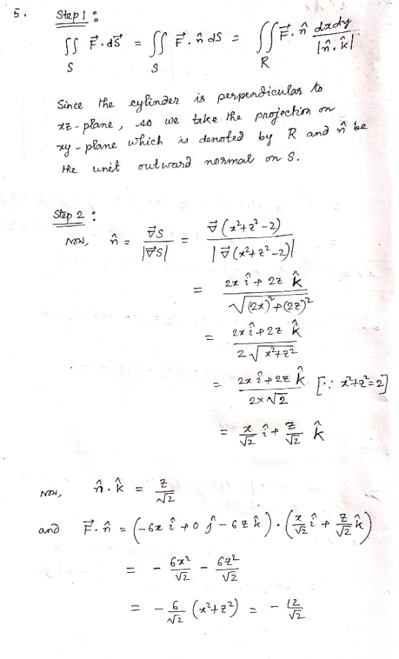 5 . Step 1 dady R perpendieulas A pajechin is danotedbr R and be eylinder Hhe Sin ce take Re plane we plame which out ward on