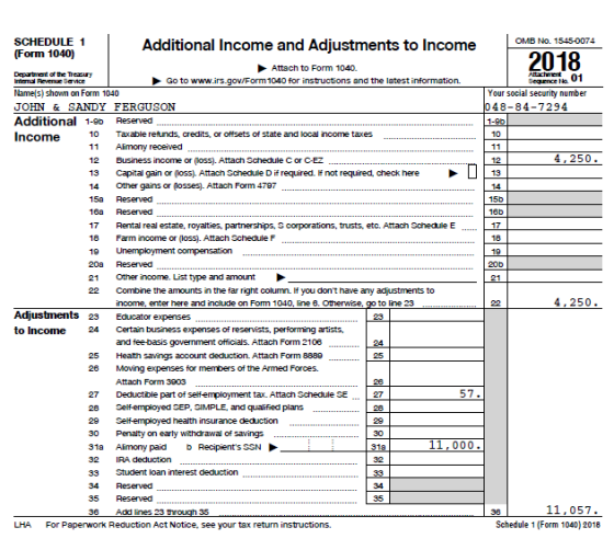 OMB No. 1545-0074 Additional Income and Adjustments to Income 2018 Attsch to Form 1040. Sequence lto 01 Your social security