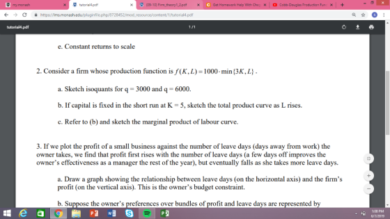 (09-10) Firm theory1_2.p df tutorial4.pdf my.monash C Get Homework Help With Che Cobb-Douglas Production Func x X https://Ims