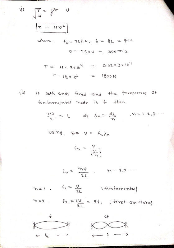 T wher 300 mIS O.02x9x 1o 1800 N af frequeny if Both ends fixed the Gnd hem fundamentai node is f &L ,mzl,2,3 -- Usimg fm An