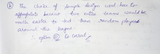 ⓑ The choic.of Anmple.defr a舻ophiate belaup tuo entae teams would be much easfer toet han andom playes aroundl the la