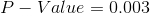 P-Value = 0.003