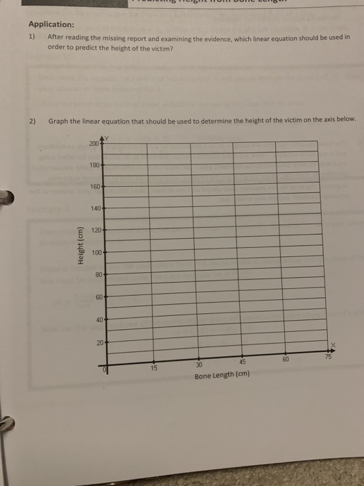 Application: 1) After reading the missing report and examining the evidence, which linear equation should be used in order to
