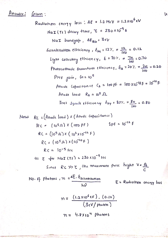 Aniutr! Radiuhom (n(1y loss . AE = 1.2 Mey = 1.210eV NaI(T) decuy Hme, t = 230A105 bundyap, AEBu 3ey NuI 12. O.12 eflvtien c