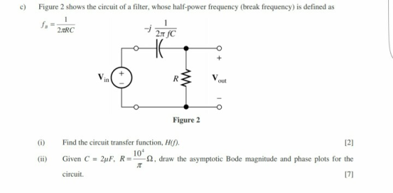 Figure 2 shows the circuit of a filter, whose half-power frequency (break frequency) is defined as 1 1 -j 27T fC 27TRC + + Vi