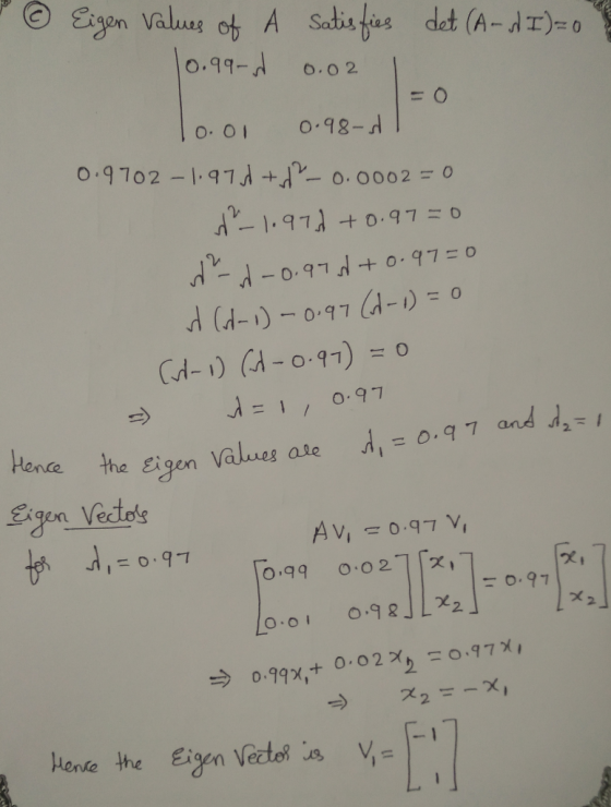 Exgon Values of A Sadis fes l0.99- det (A-dI)O 6.02 O.98-d O. O 0.9702-1.97 O.0002 O +0.97 3 O TIOTT+ 0.97=0 d--P -) = o Cd-1