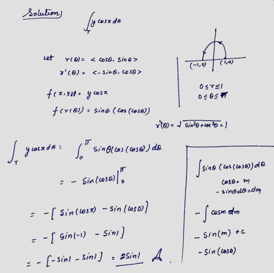 tssx dA Sinlueso) Gin(-) Sin/ Sin(m) C - Sin (loso)