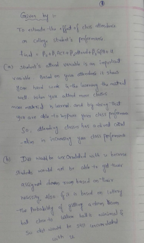 Given TO estindeHw elfedol class attendanCo. on Collene students pror manda Ca) Sbulents attiod vavable is an apo ta -th la