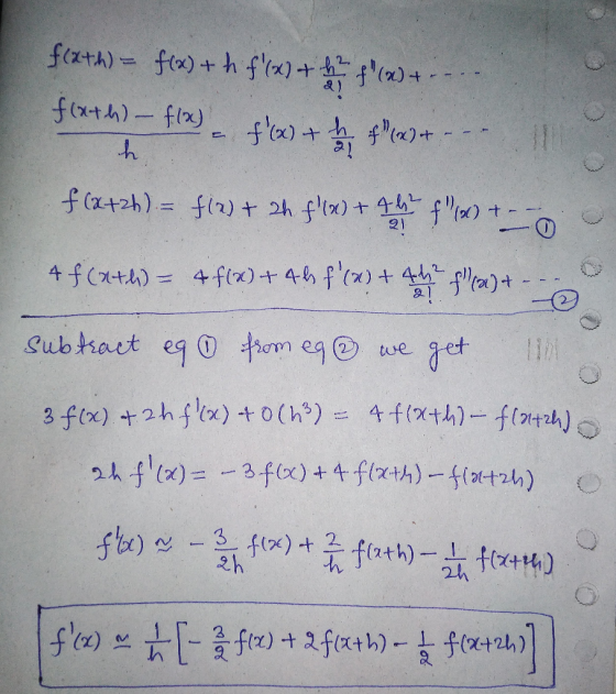fixth)fx)+ h fx) )+ ftxth)- flr) + ()+ h f (z+2h) fi2) t 2h flx) + 4 ) 21 4 f(th)=4fix)+ 4-h f(x)+ 4 pa)t Subhact eg 0 thom