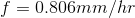 f = 0806mm /hr