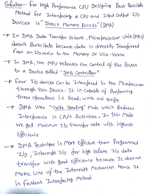 monce CPU DeSizni«z best Possibe a CPV and Input Output I)o Dvjcez ib Direct Menory Access (DMA) In DMADot Traer Scheme ,Mic