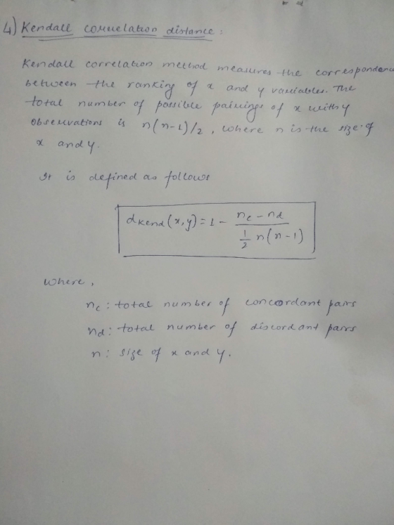 4 Kendati COMELE latioo distance: Kendall correlation metlrod meaUres Hae correaponderca between the ronkig of of poisible pa