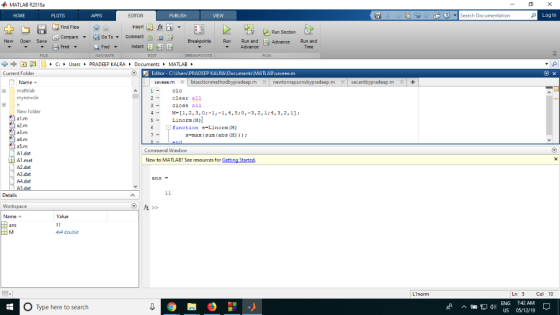 MATLAB R2018a Search Documentation Log In EDITOR Find Files Compare ▼ Print Run Section New Open Save Advance Run and Find In