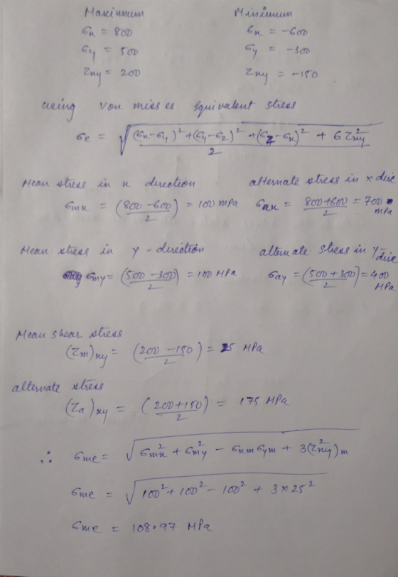 Maciumum Maniuuun 6n=-60 Gn=8.00 -3 2-00 aeing ui vateut strees Vou mies es 2. t 6 2 Gu-6 Ge = 2 altesnate nltrees in x dse d