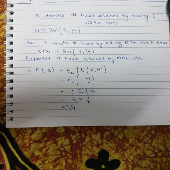 N denotes .#heads obtained by, tossing 100 Yen cơn ns not, X denotes tt heads by-togsing loven enns Ntmes Expected # heads ob