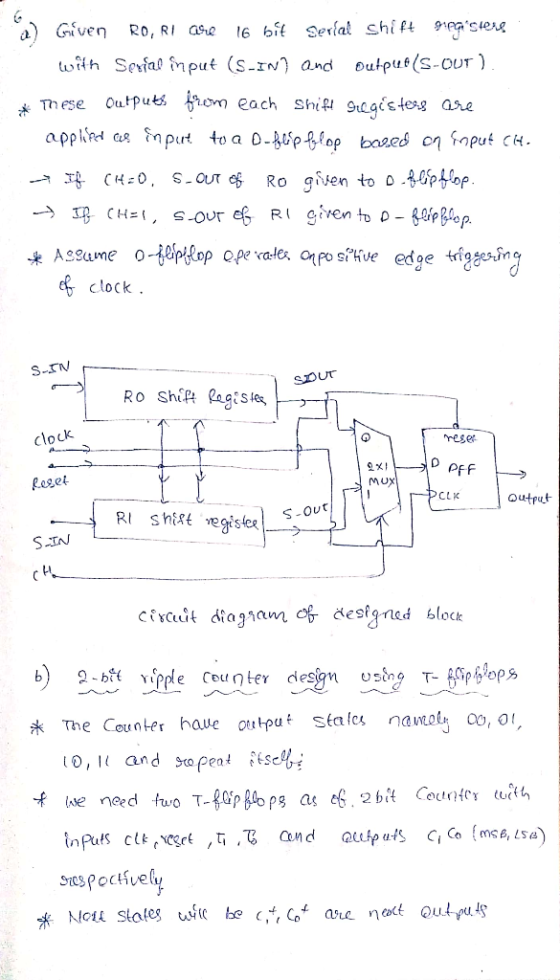 Given Ro, RI a16 bfl Serlal shift se wilh Scial nput (S and oulput(S-OUT hese oufputs fom each ShiR cgstess are o弋ese,Ropope.