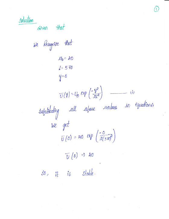 rven that Gtt น้า al in equation ue (o) - ex 2(510 so, is stable